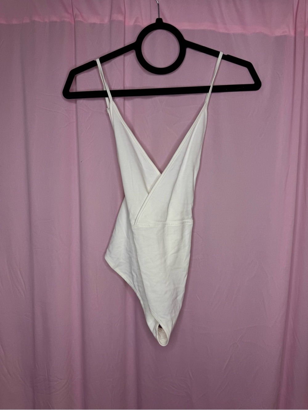 Forever 21 White V-Neck Spaghetti Strap Bodysuit